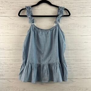 Madewell NWT Denim Ruffle Strap Cami Tank Top Size 6